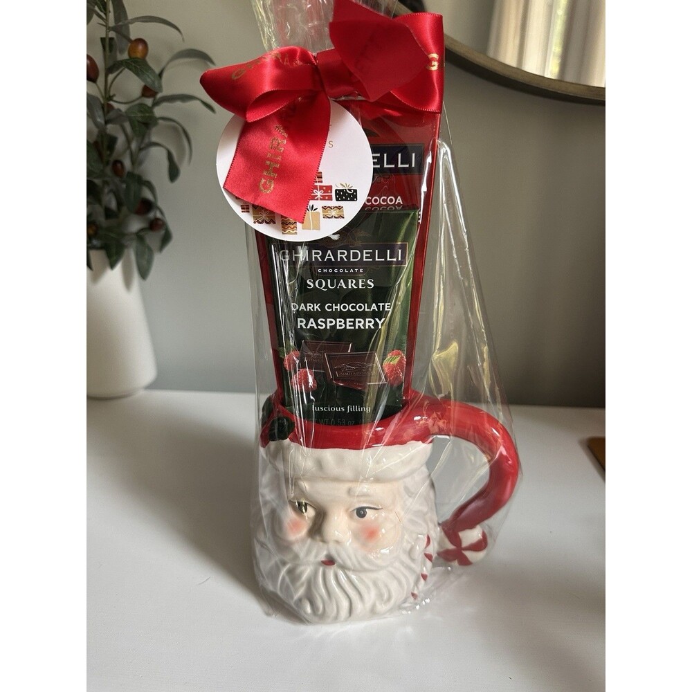 Ghirardelli Holiday Santa Ceramic Mug & Chocolate Gift Set Christmas Present New